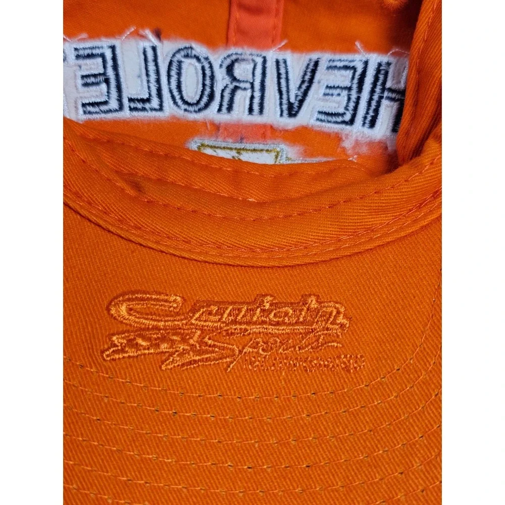 Chevrolet Hat Orange Embroidered Gold Bowtie Logo Adjustable Baseball Cap Mens
